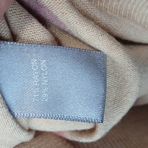 Marled Reunited Clothing Tan Heart Print Lightweight Sweater Size Medium NEW - Picture 4 of 5